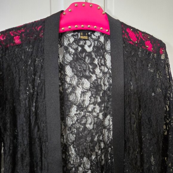 Y2K Black Long Lace Duster Cardigan Size S Gothic Witchy Whimsigoth Boho Fairy - Picture 2 of 7